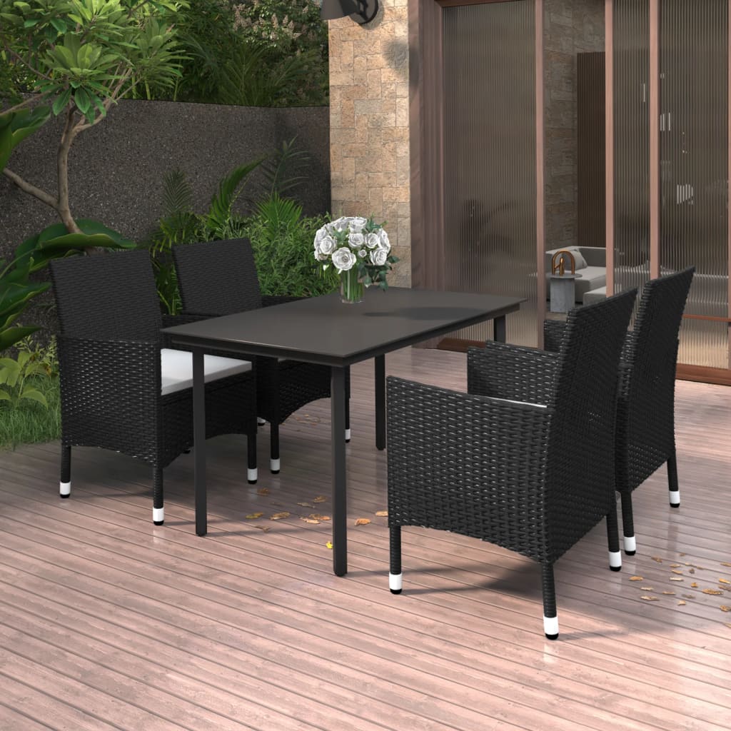7-Delige Tuinset Met Kussens Poly Rattan En Glas