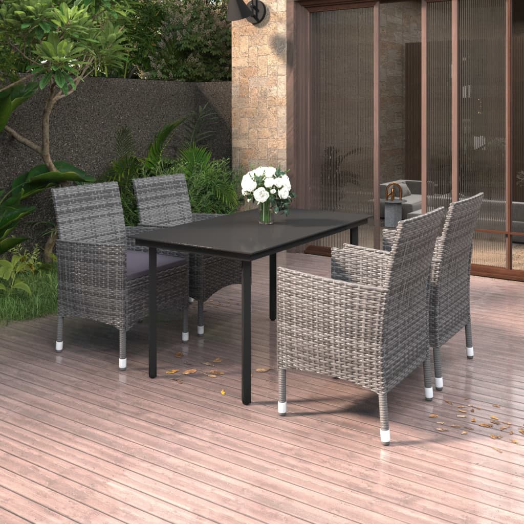 7-Delige Tuinset Met Kussens Poly Rattan En Glas
