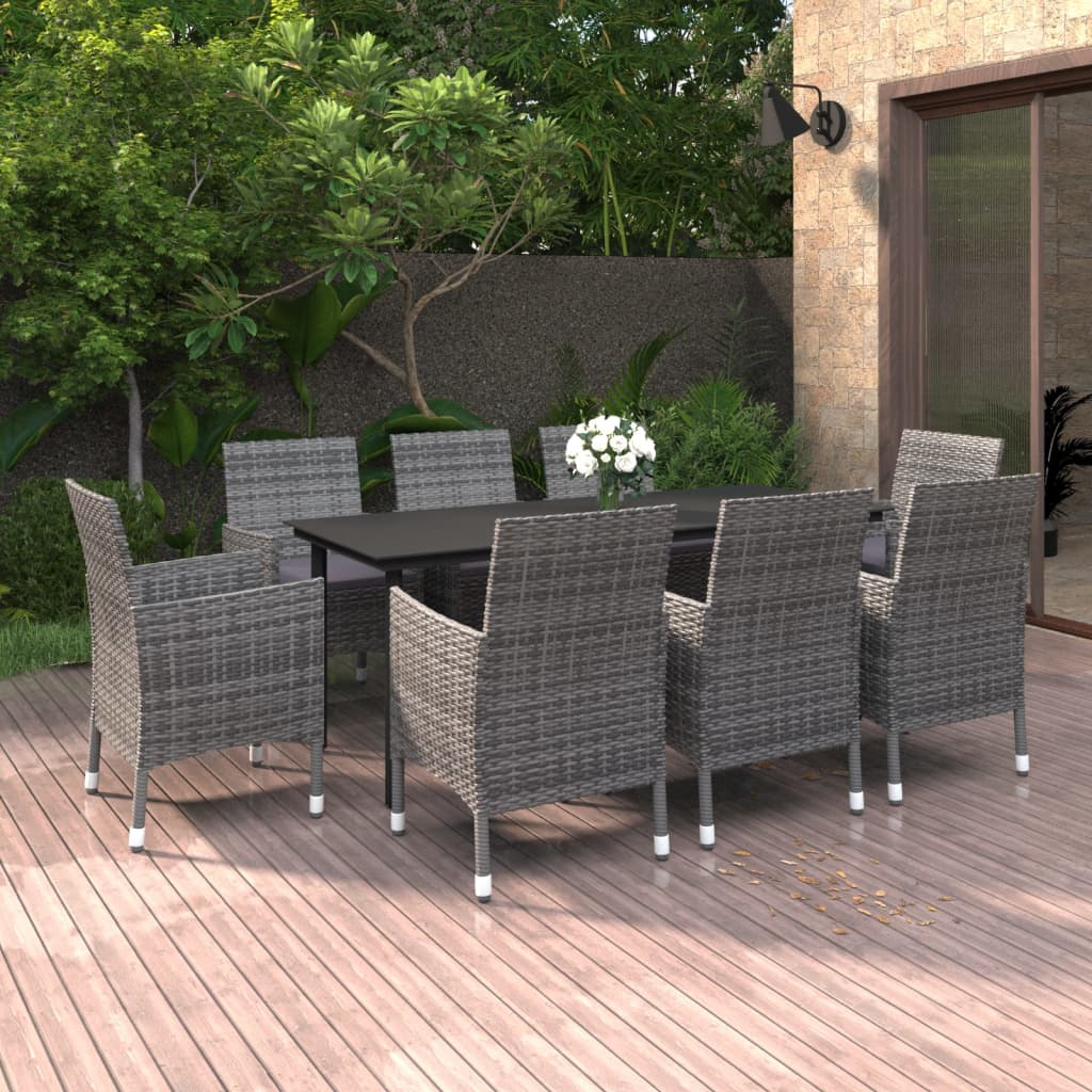 7-Delige Tuinset Met Kussens Poly Rattan En Glas