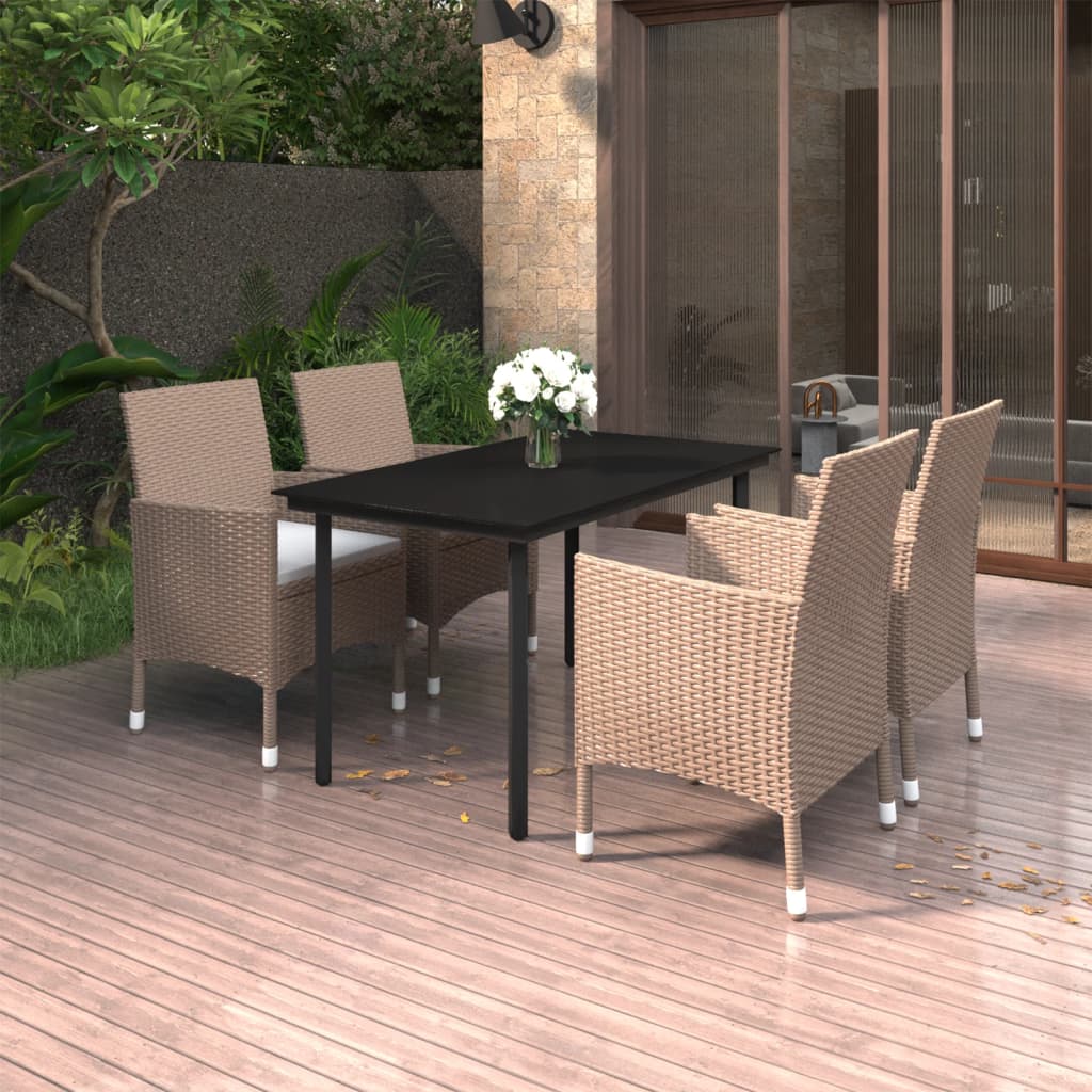 7-Delige Tuinset Met Kussens Poly Rattan En Glas