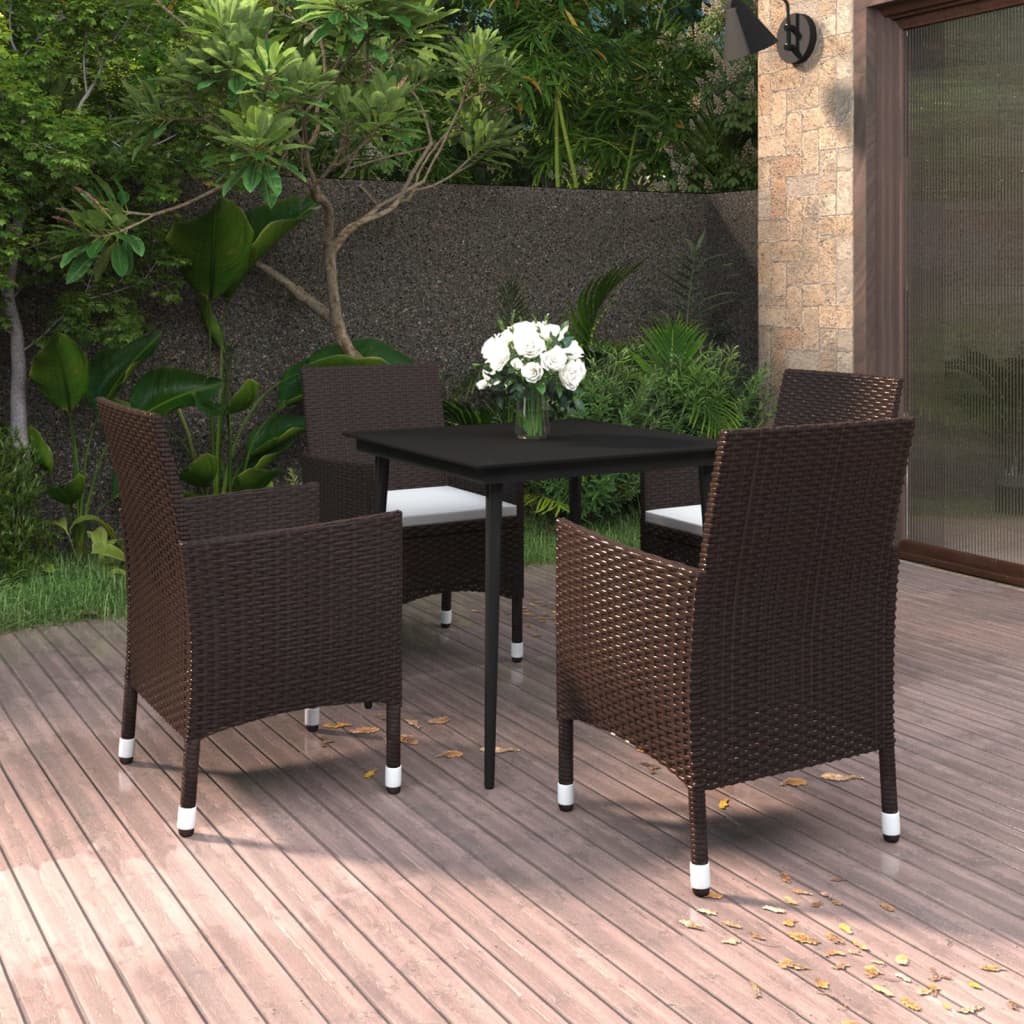 7-Delige Tuinset Met Kussens Poly Rattan En Glas
