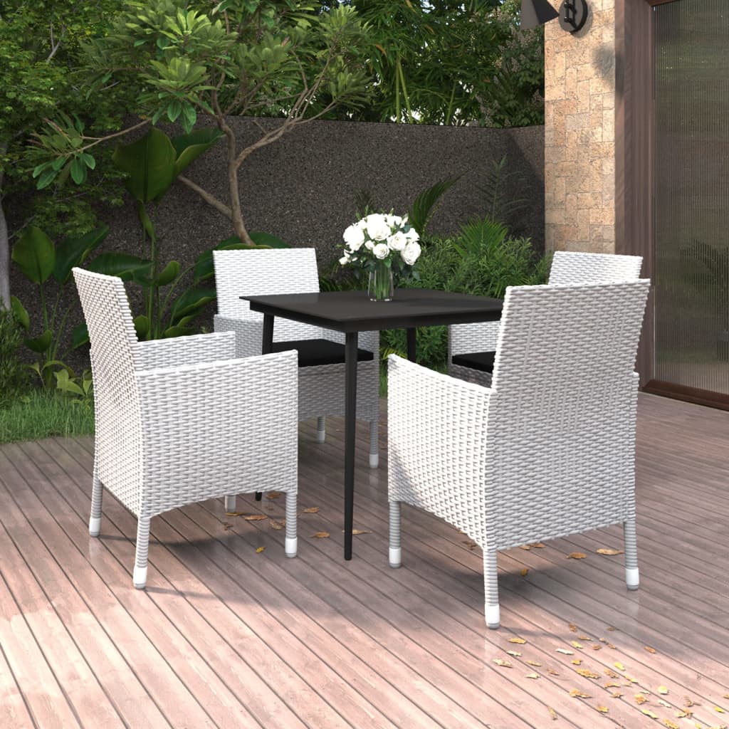7-Delige Tuinset Met Kussens Poly Rattan En Glas