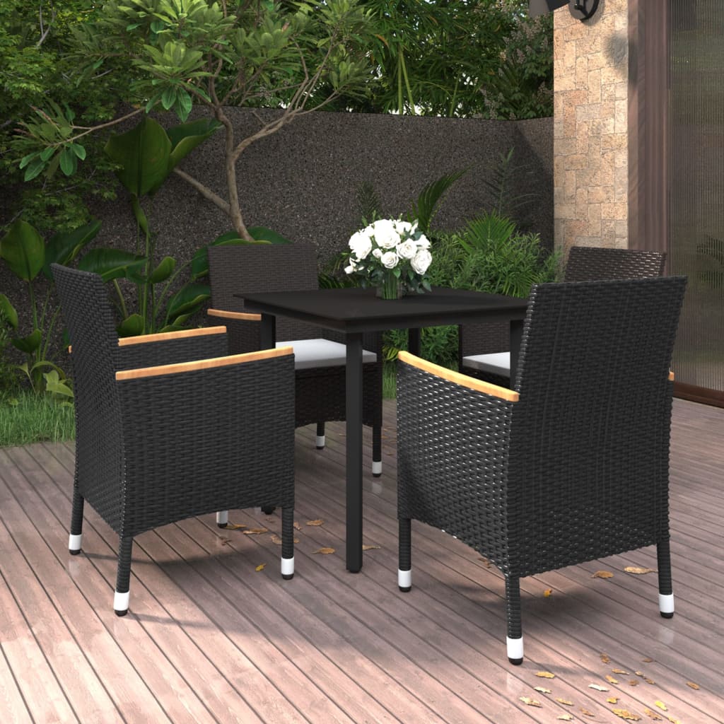 3-Delige Tuinset Met Kussens Poly Rattan En Glas