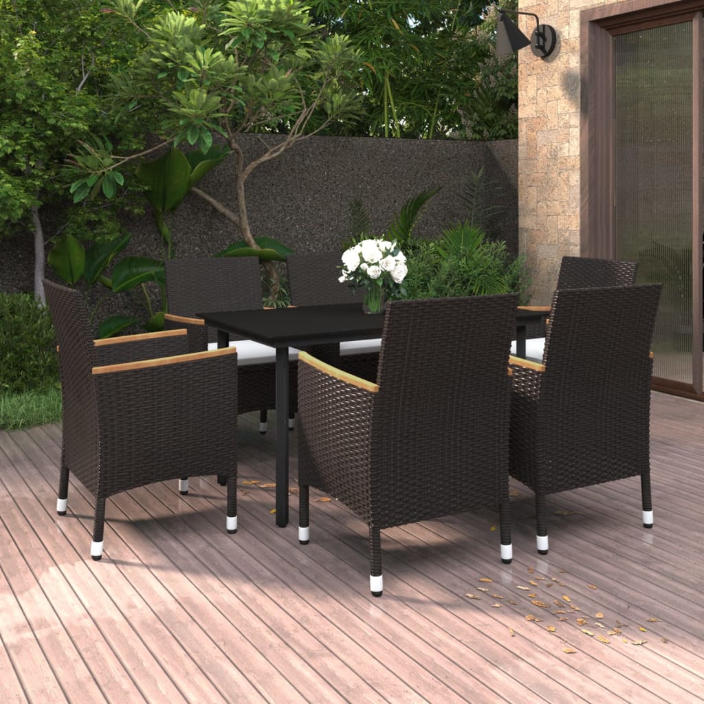 3-Delige Tuinset Met Kussens Poly Rattan En Glas