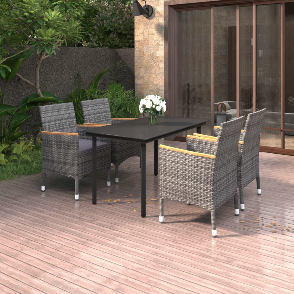 3-Delige Tuinset Met Kussens Poly Rattan En Glas