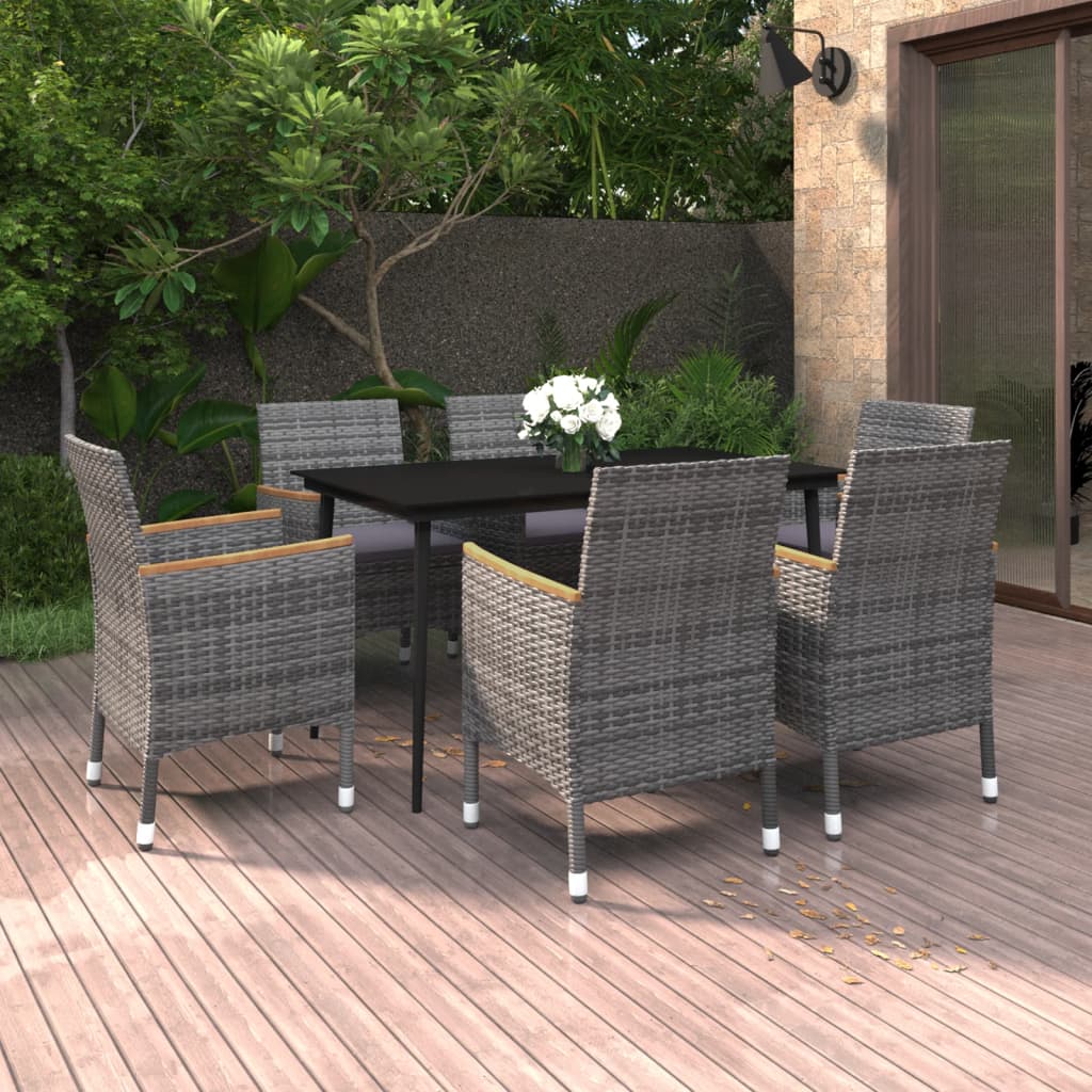 3-Delige Tuinset Met Kussens Poly Rattan En Glas