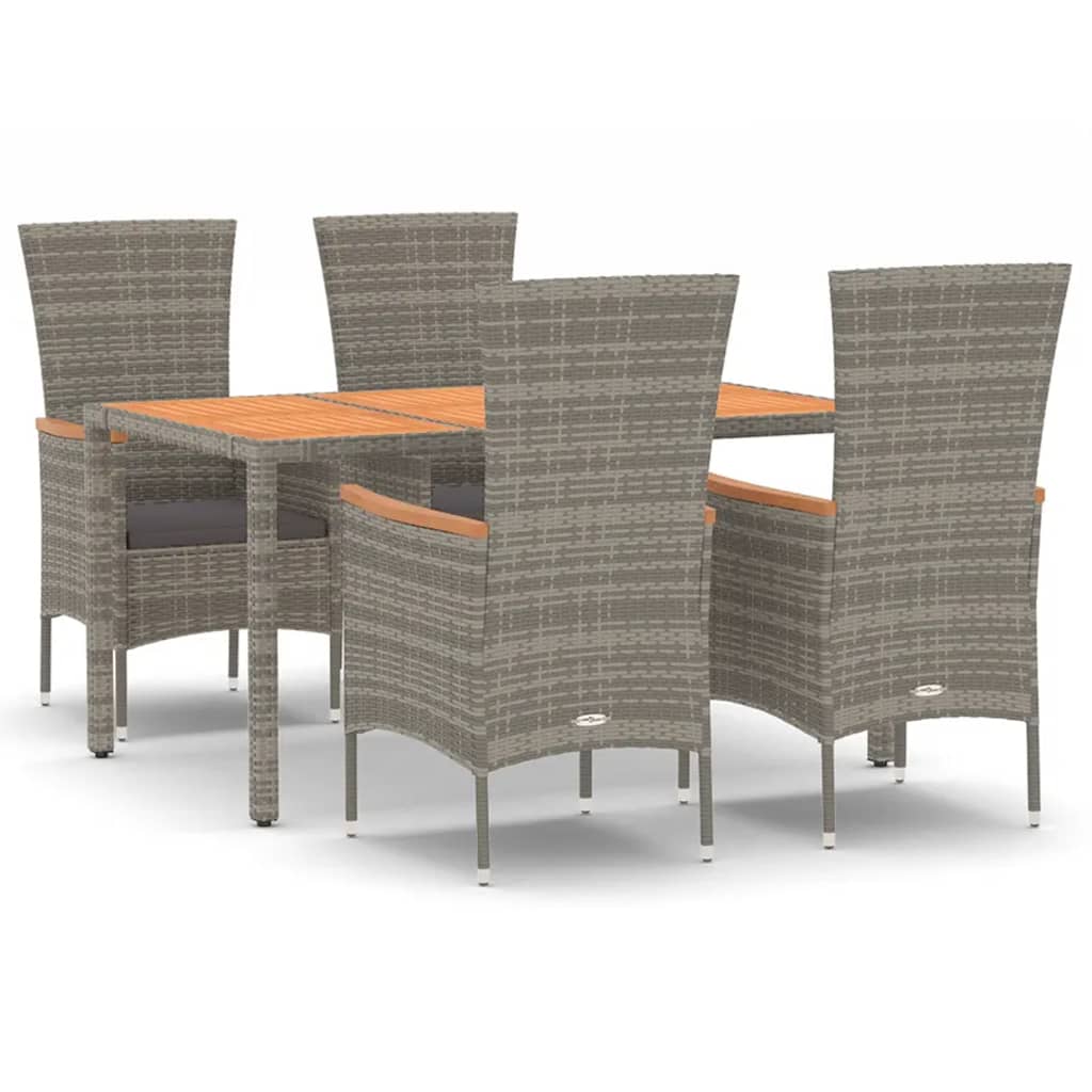 5-Delige Tuinset Met Kussens Poly Rattan Grijs