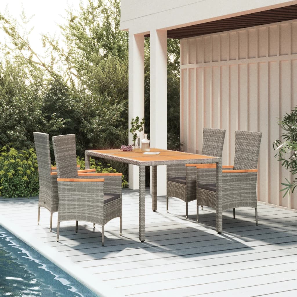 5-Delige Tuinset Met Kussens Poly Rattan Grijs