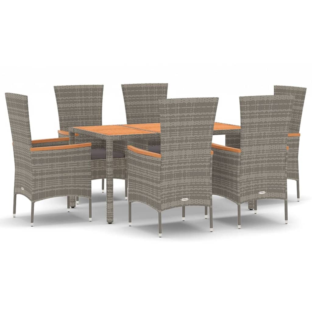7-Delige Tuinset Met Kussens Poly Rattan Grijs
