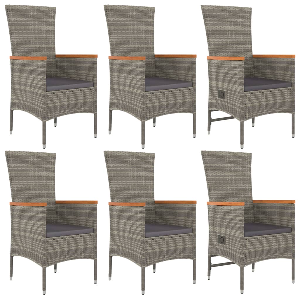 7-Delige Tuinset Met Kussens Poly Rattan Grijs