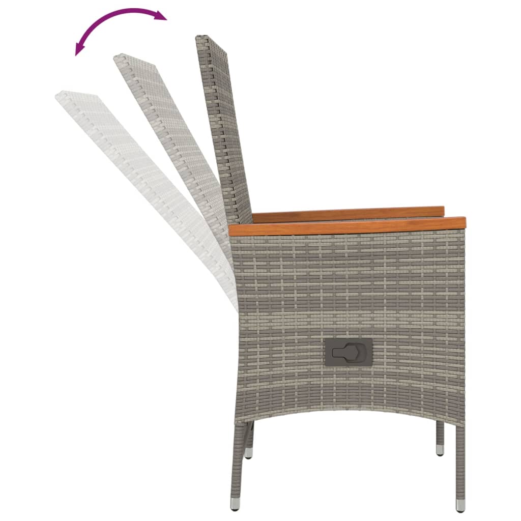 7-Delige Tuinset Met Kussens Poly Rattan Grijs