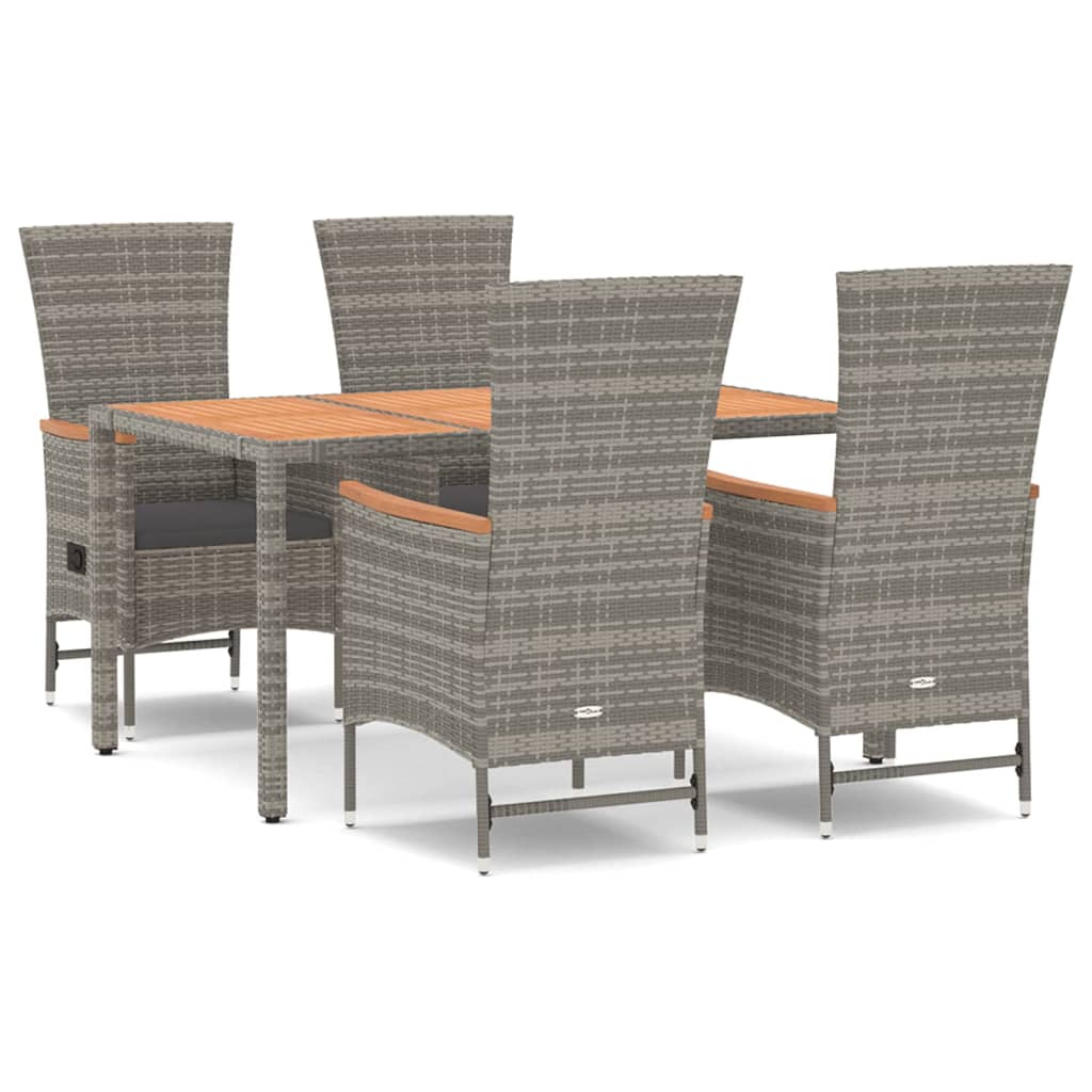 5-Delige Tuinset Met Kussens Poly Rattan Grijs