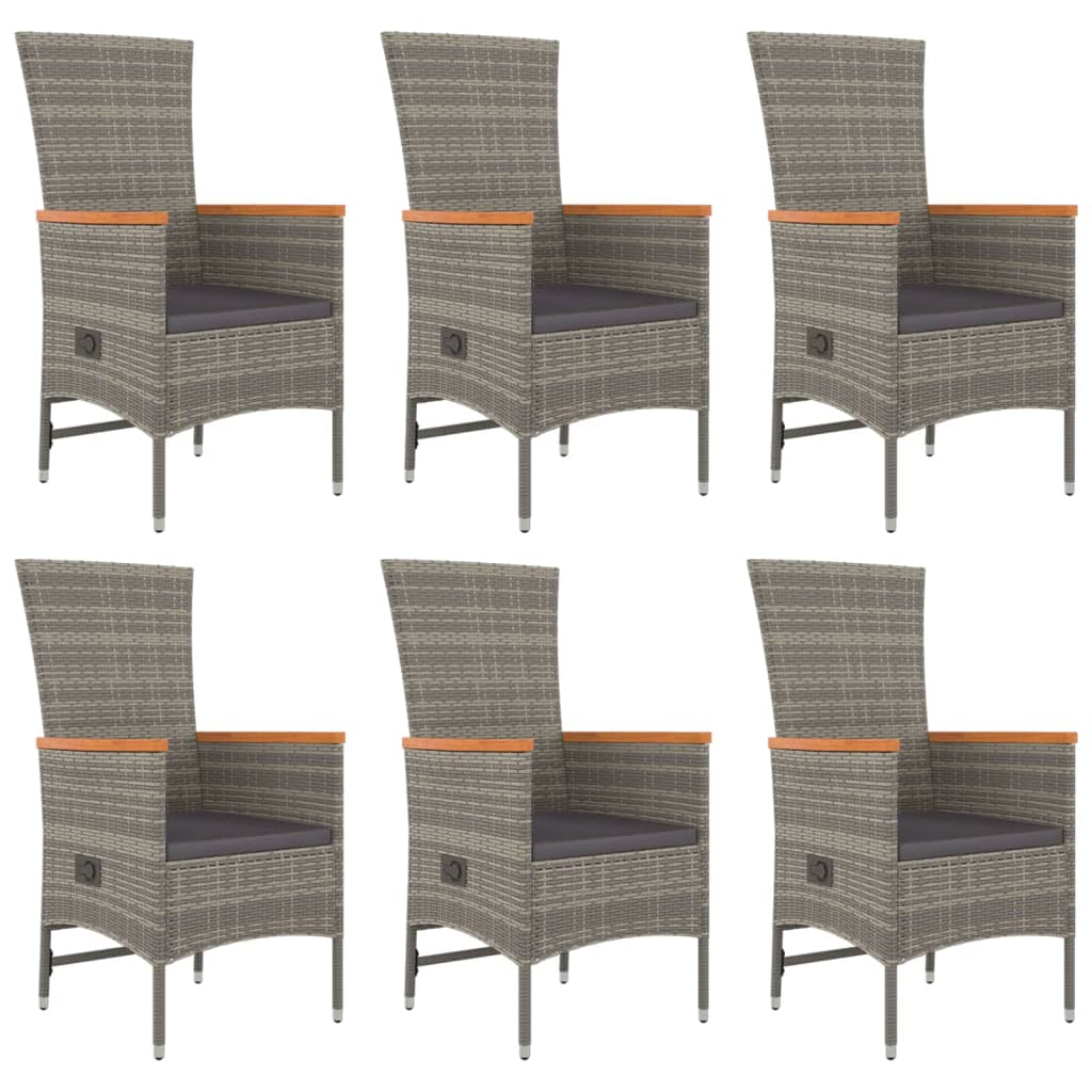 7-Delige Tuinset Met Kussens Poly Rattan Grijs