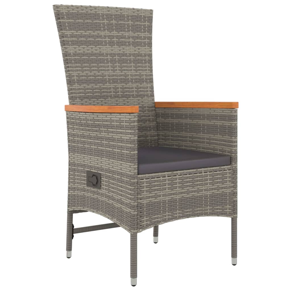 7-Delige Tuinset Met Kussens Poly Rattan Grijs