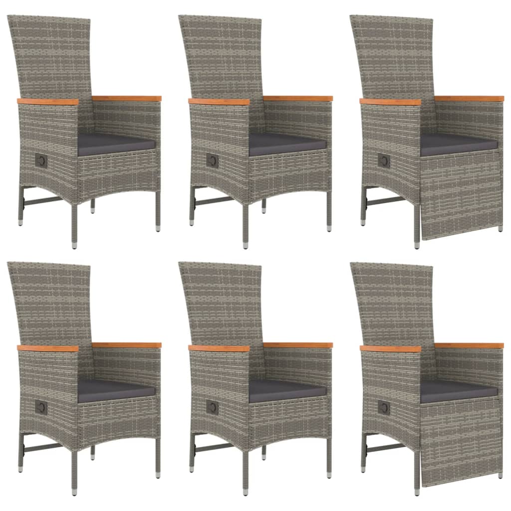 7-Delige Tuinset Met Kussens Poly Rattan Grijs
