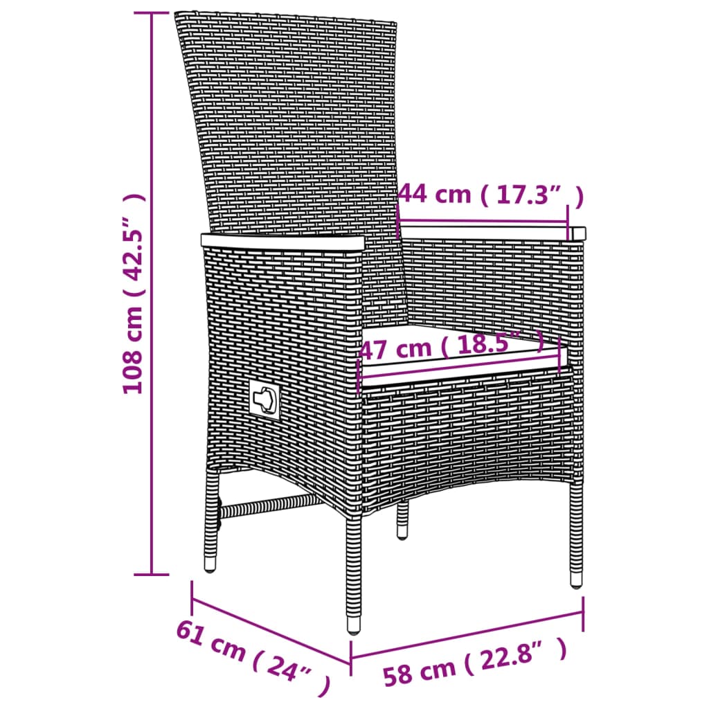 7-Delige Tuinset Met Kussens Poly Rattan Grijs