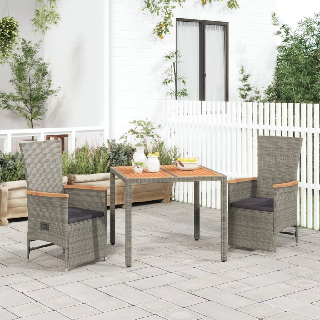 7-Delige Tuinset Met Kussens Poly Rattan Grijs