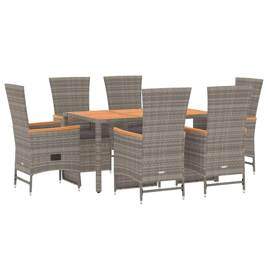 7-Delige Tuinset Met Kussens Poly Rattan Grijs