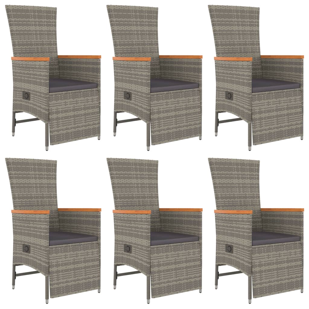 7-Delige Tuinset Met Kussens Poly Rattan Grijs