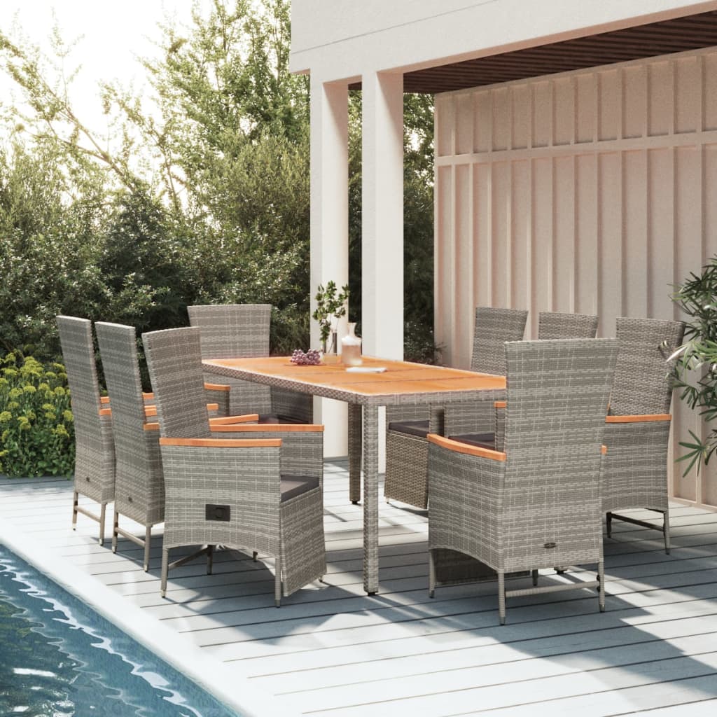 7-Delige Tuinset Met Kussens Poly Rattan Grijs