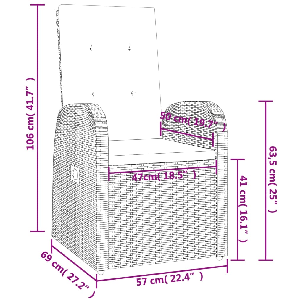7-Delige Tuinset Met Kussens Poly Rattan Grijs