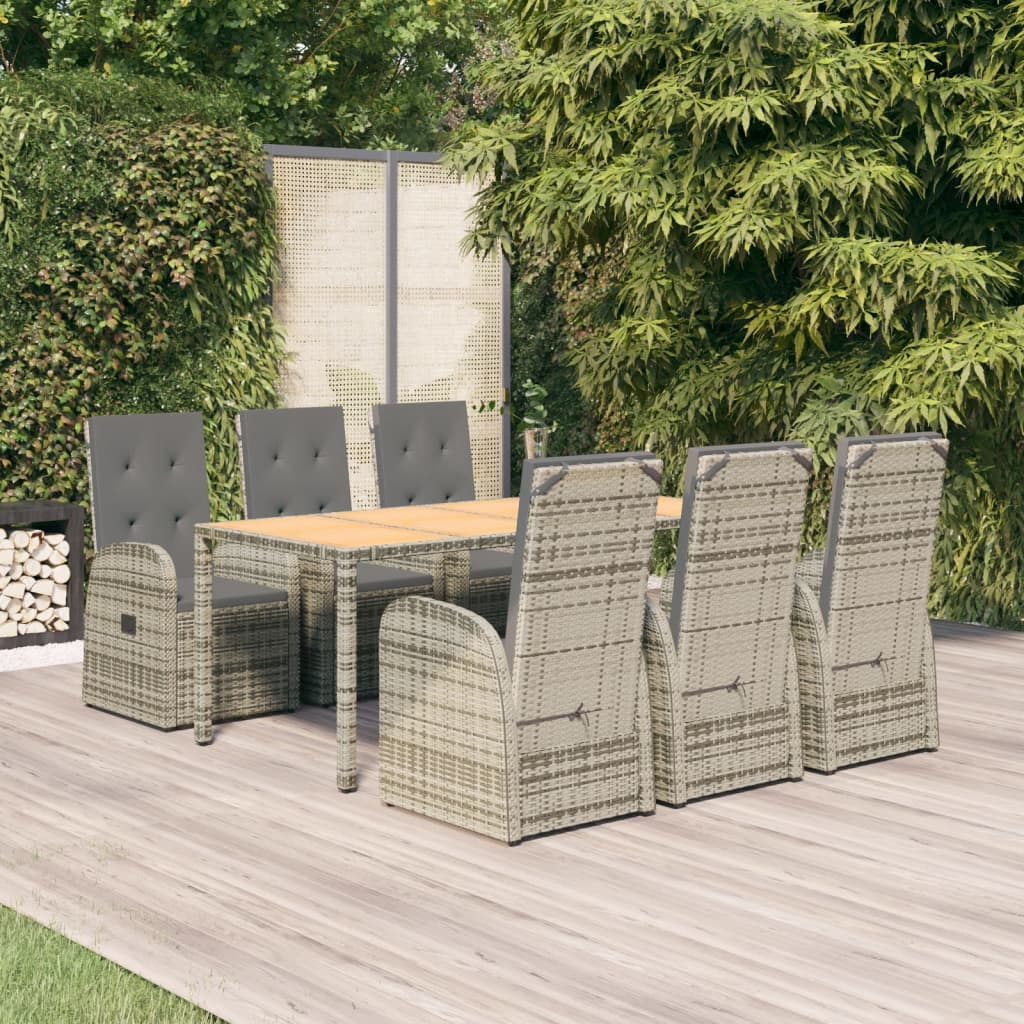 7-Delige Tuinset Met Kussens Poly Rattan Grijs