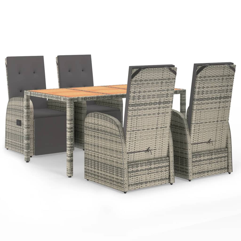 5-Delige Tuinset Met Kussens Poly Rattan Grijs