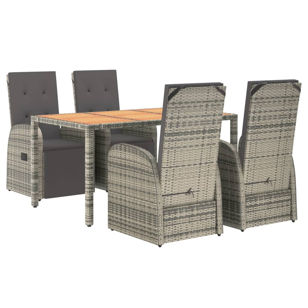 5-Delige Tuinset Met Kussens Poly Rattan Grijs