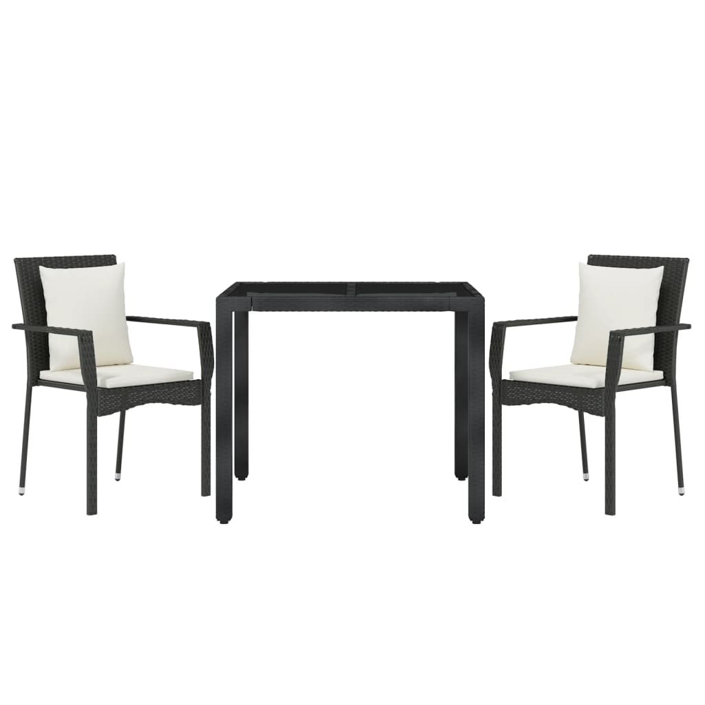 3-Delige Tuinset Met Kussens Poly Rattan