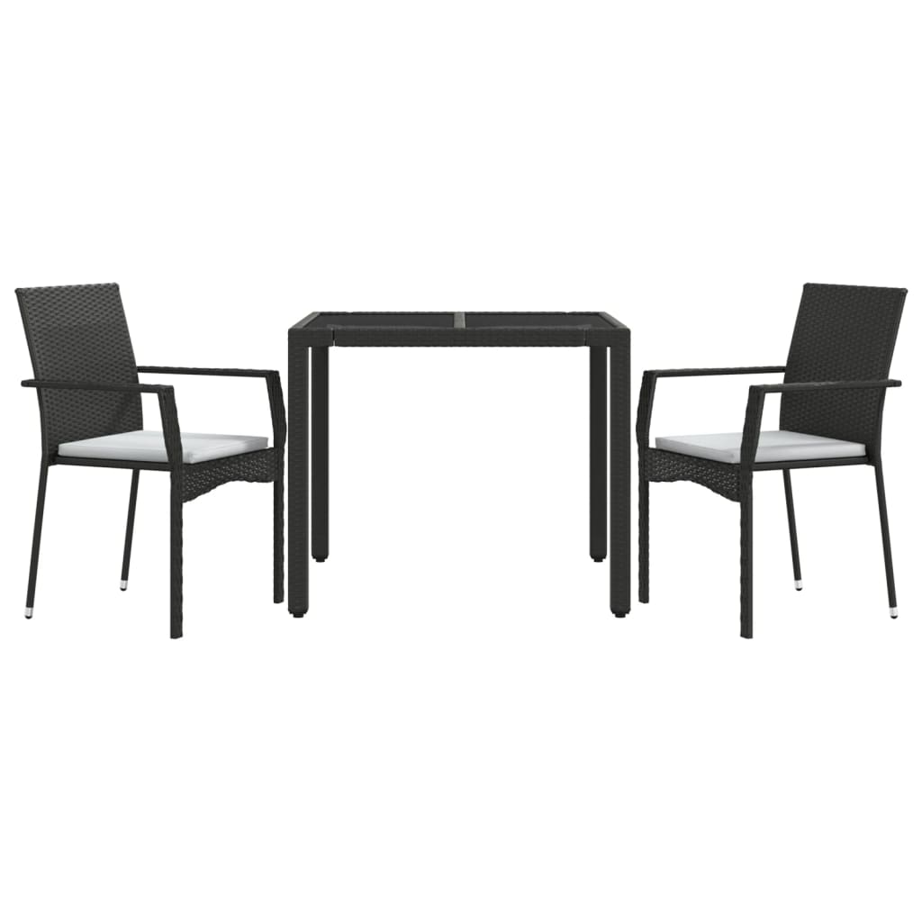3-Delige Tuinset Met Kussens Poly Rattan