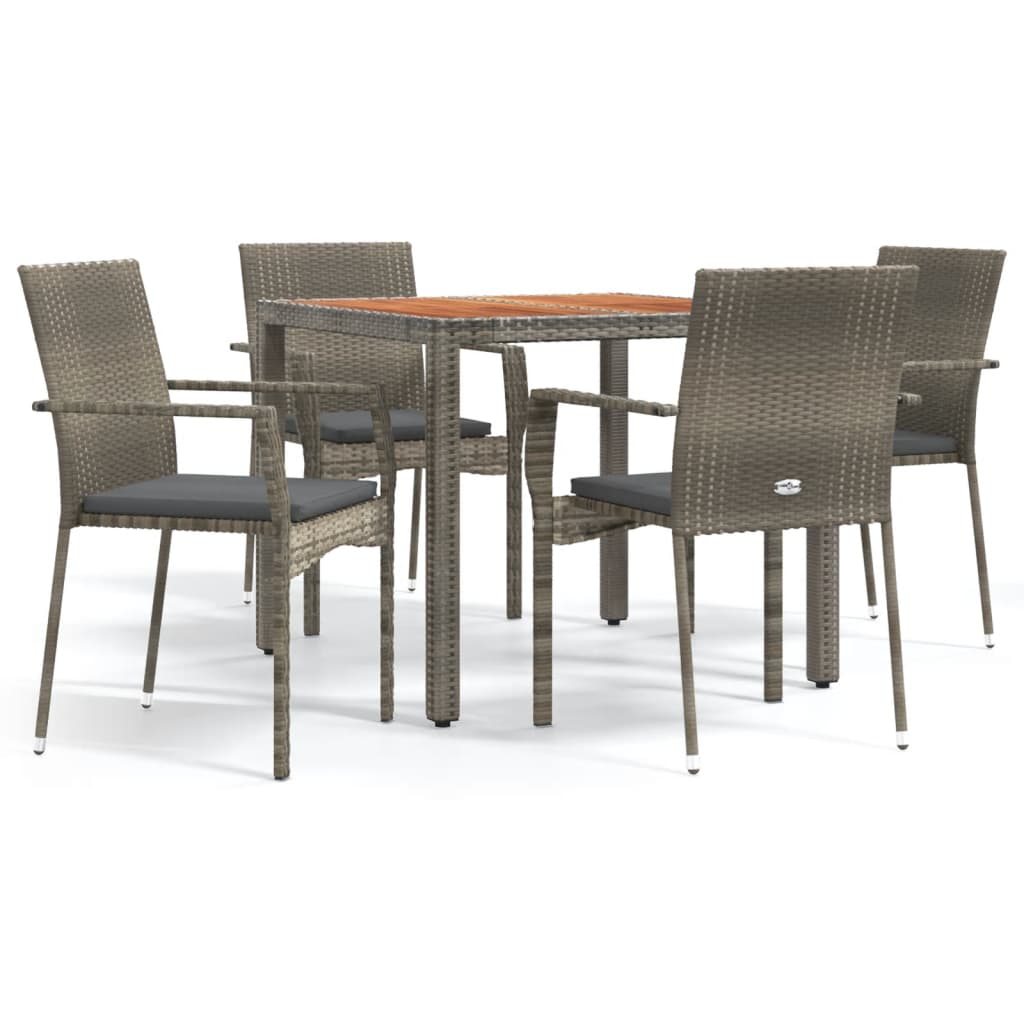 5-Delige Tuinset Met Kussens Poly Rattan