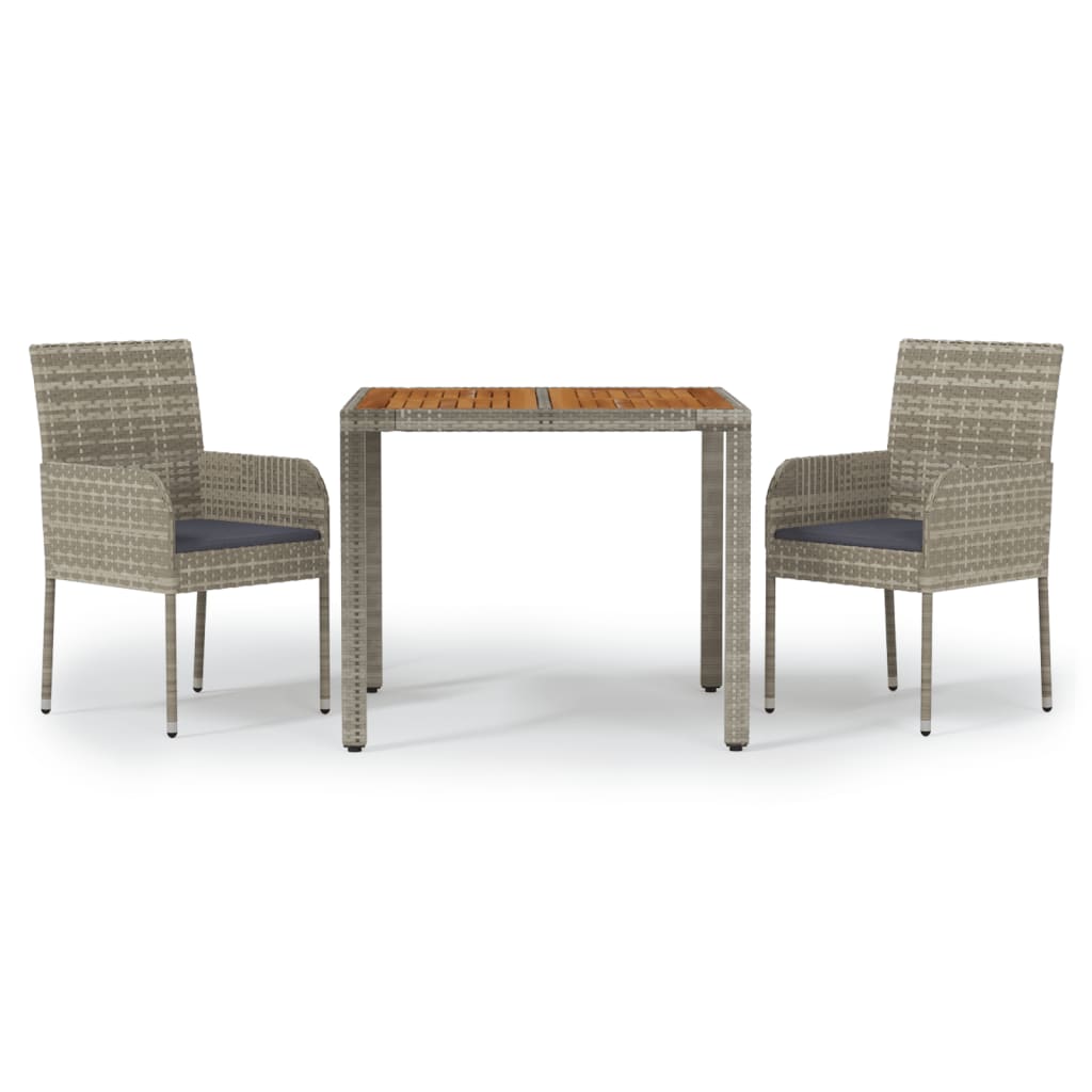 3-Delige Tuinset Met Kussens Poly Rattan