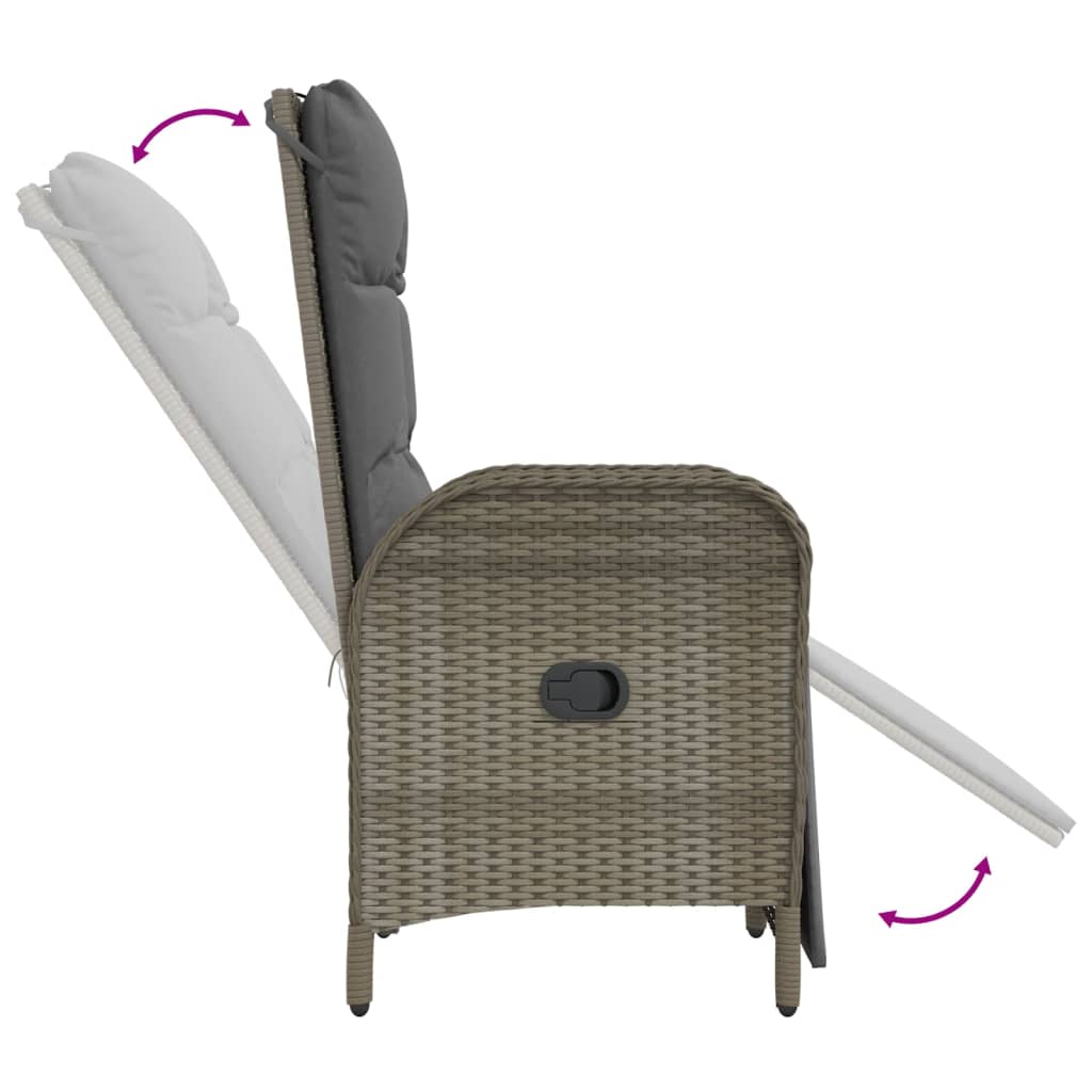 5-Delige Tuinset Met Kussens Poly Rattan Grijs