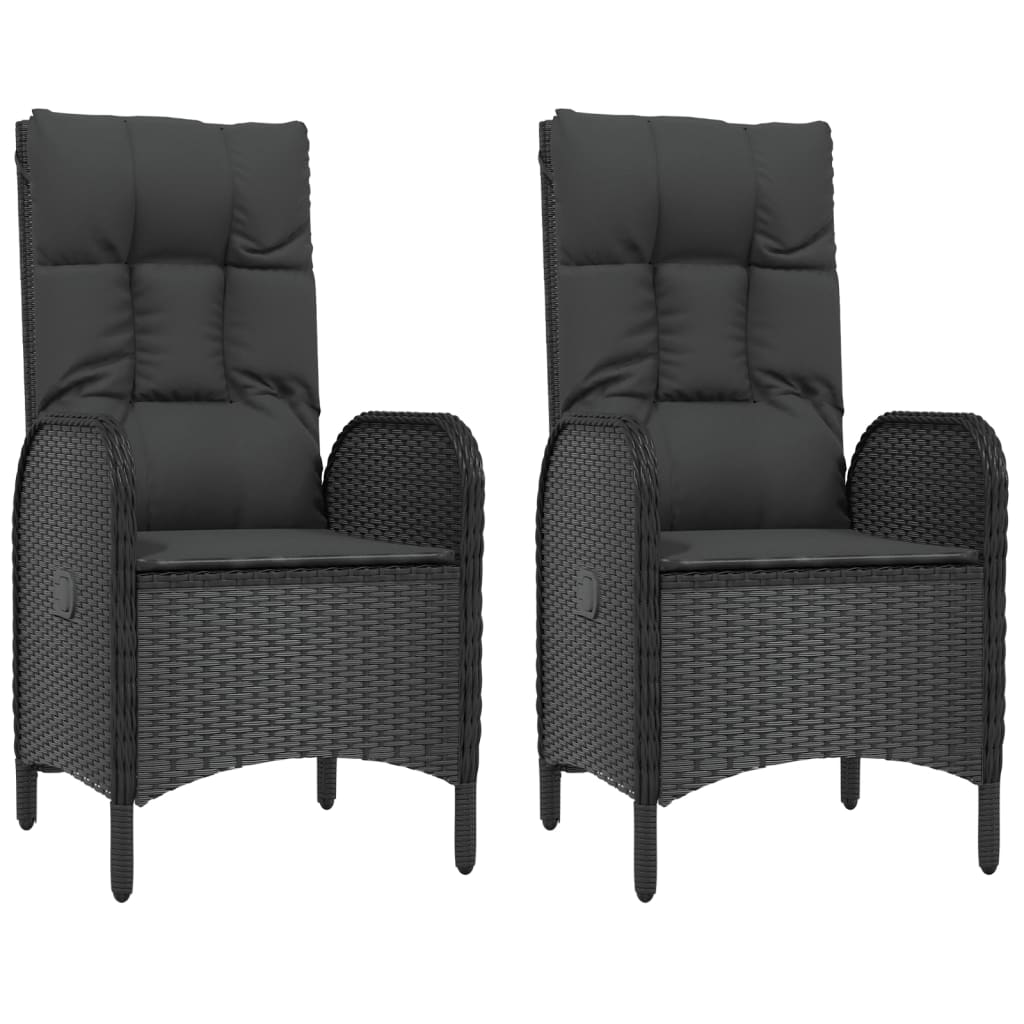 3-Delige Tuinset Met Kussens Poly Rattan Zwart