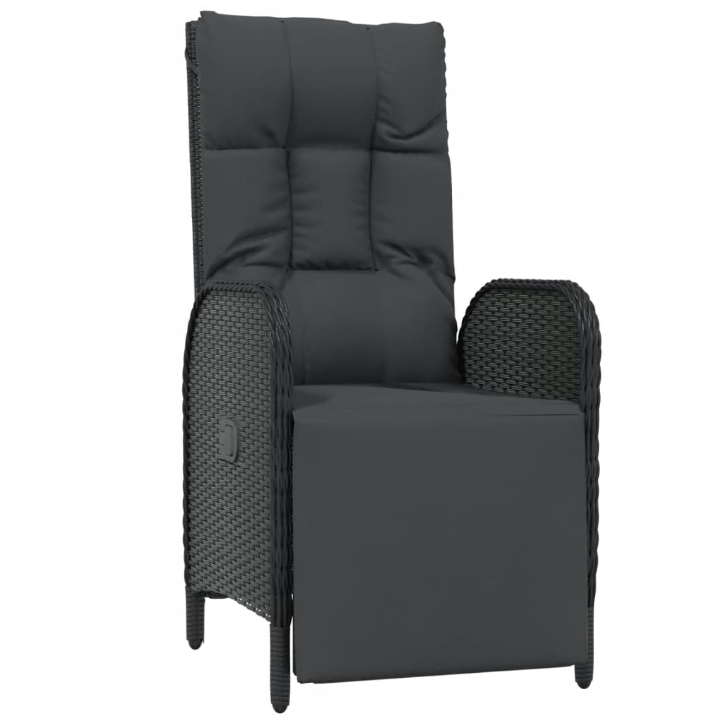 3-Delige Tuinset Met Kussens Poly Rattan Zwart