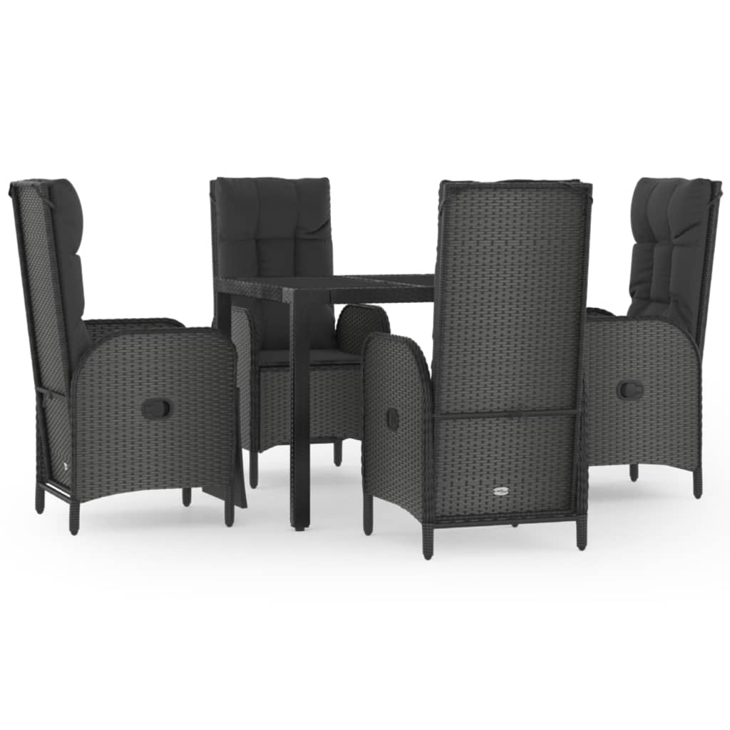 5-Delige Tuinset Met Kussens Poly Rattan Zwart