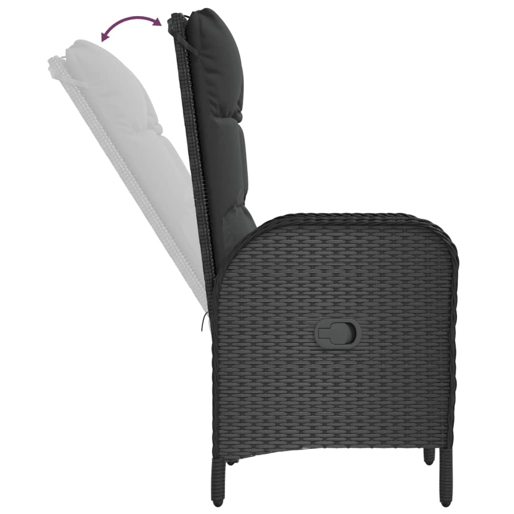 5-Delige Tuinset Met Kussens Poly Rattan Zwart