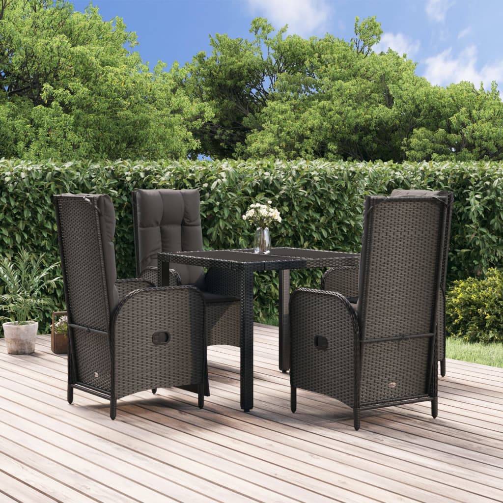 5-Delige Tuinset Met Kussens Poly Rattan Zwart