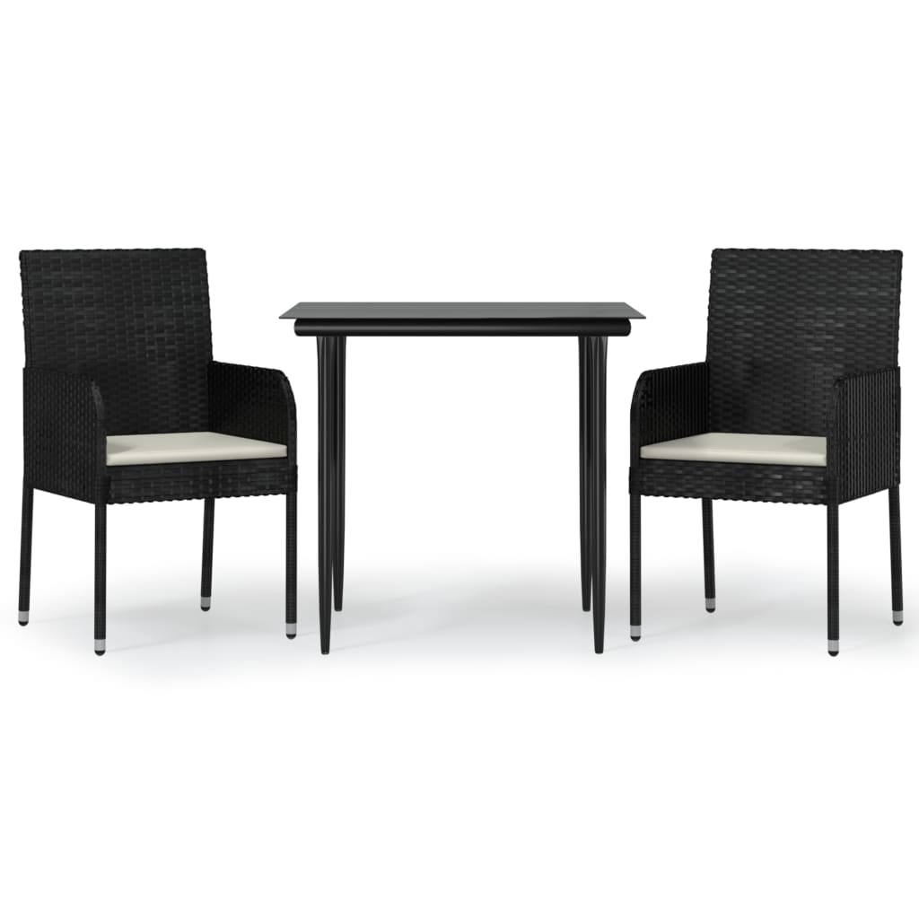 3-Delige Tuinset Met Kussens Poly Rattan