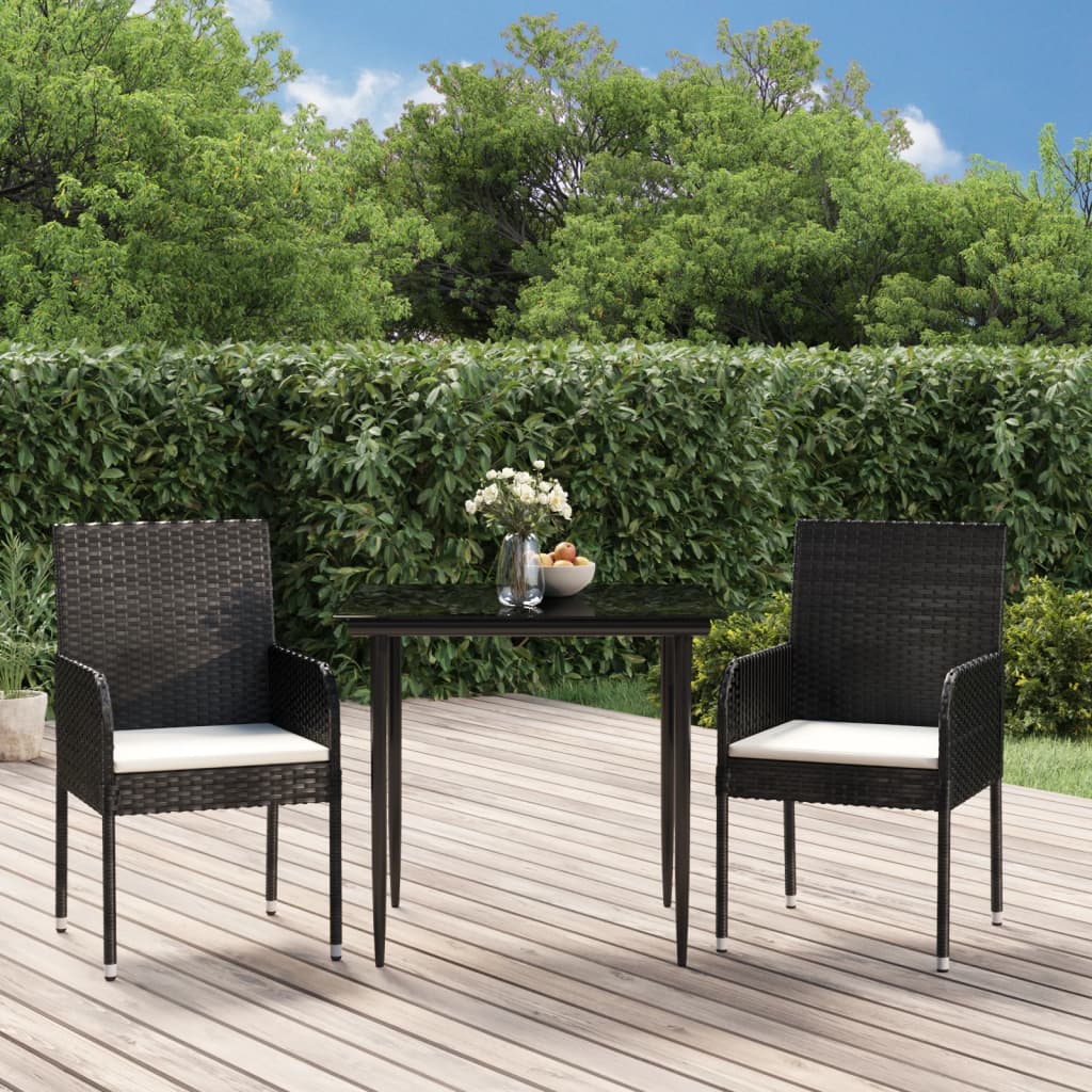 3-Delige Tuinset Met Kussens Poly Rattan