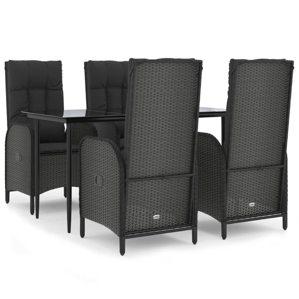 5-Delige Tuinset Met Kussens Poly Rattan Zwart