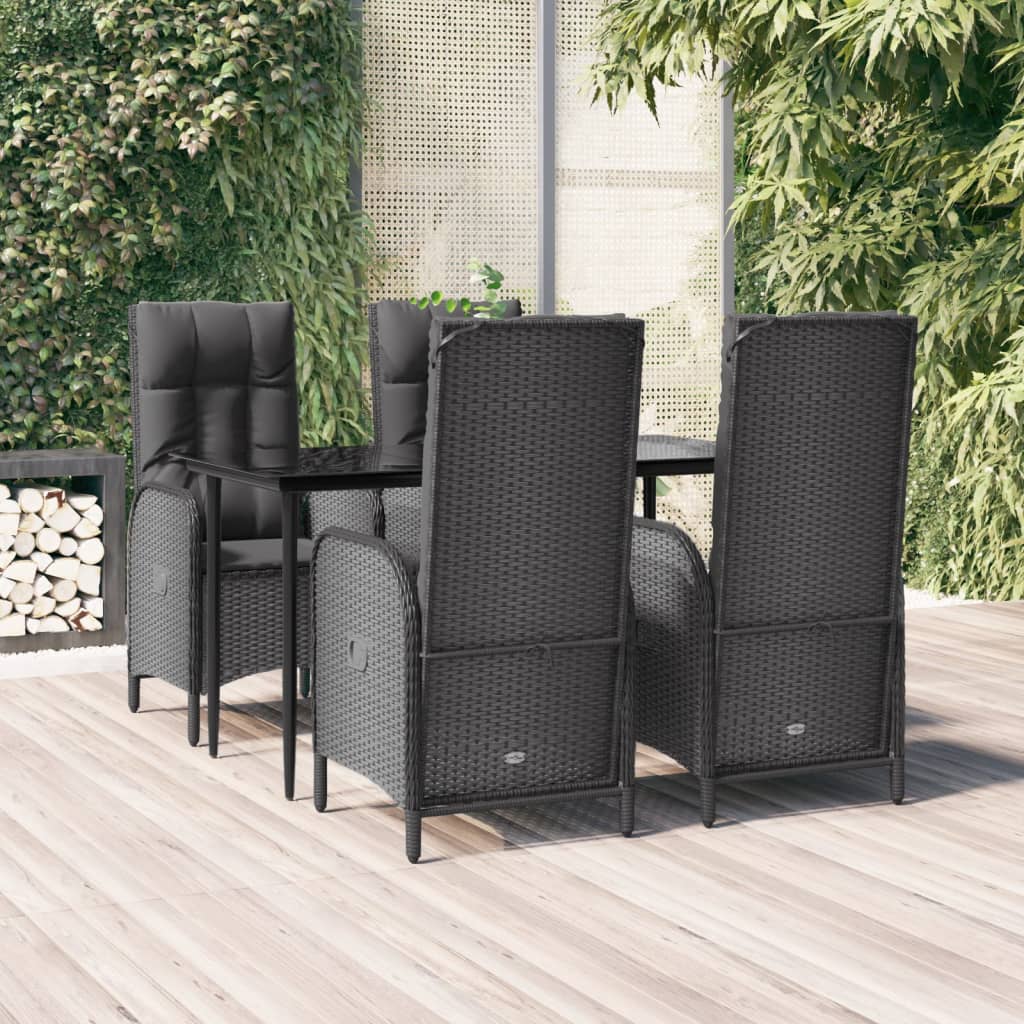 5-Delige Tuinset Met Kussens Poly Rattan Zwart