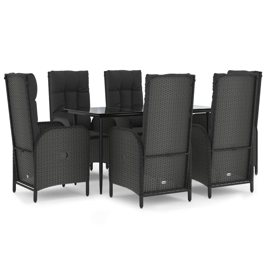 7-Delige Tuinset Met Kussens Poly Rattan Zwart