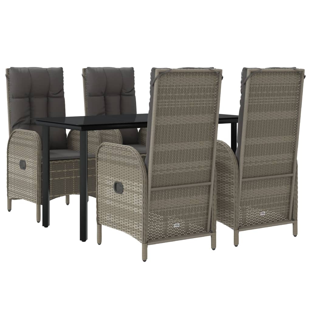 5-Delige Tuinset Met Kussens Poly Rattan Zwart En Grijs