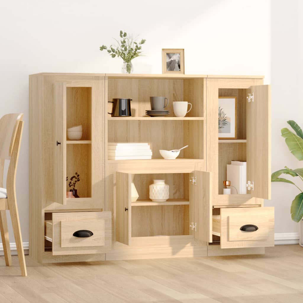 Hoge Kasten Bewerkt Hout Kleurig