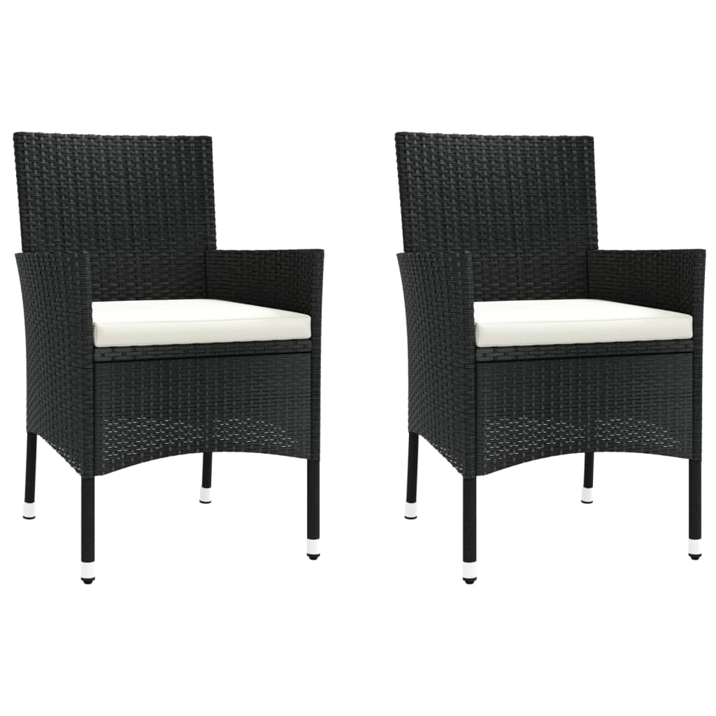3-Delige Tuinset Met Kussens Poly Rattan Zwart