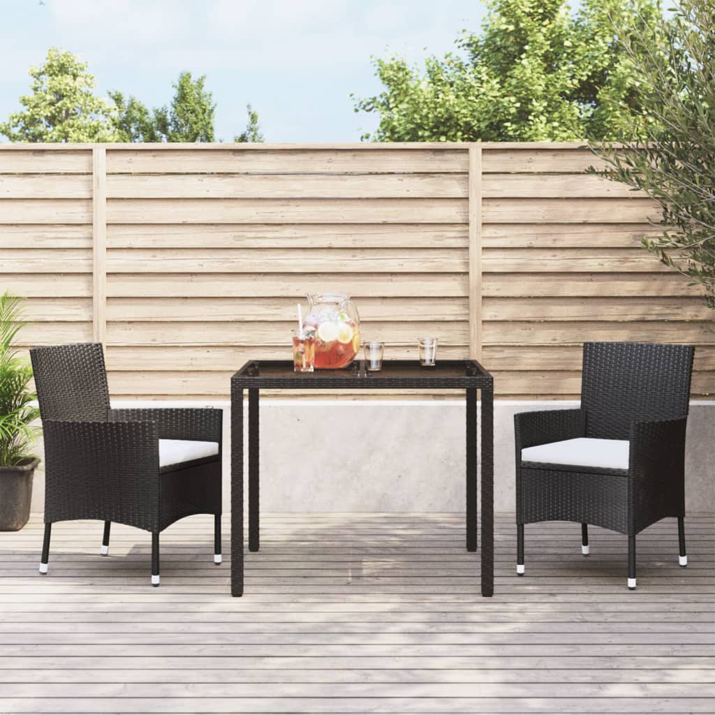 3-Delige Tuinset Met Kussens Poly Rattan Zwart