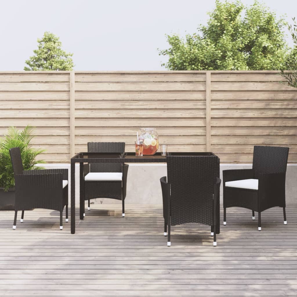 3-Delige Tuinset Met Kussens Poly Rattan Zwart