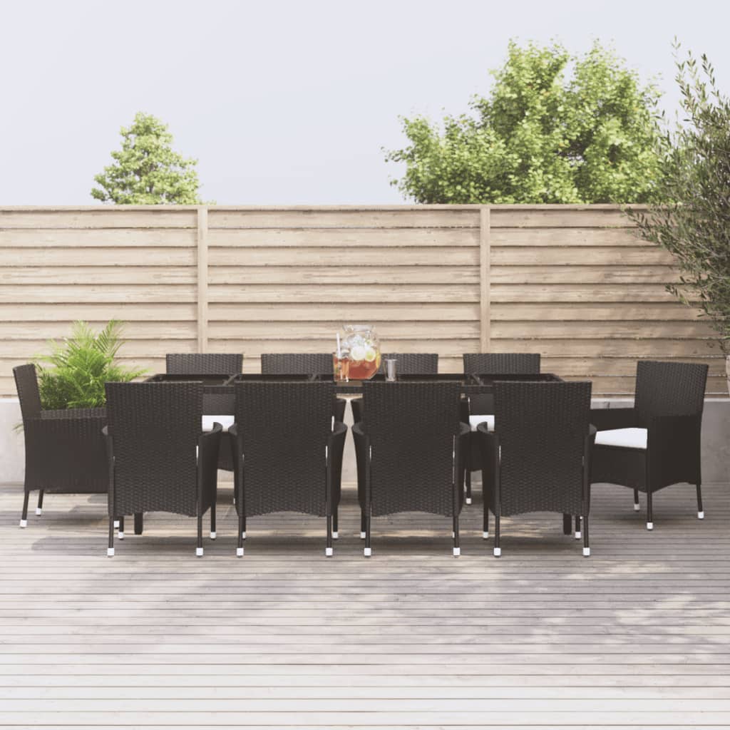 3-Delige Tuinset Met Kussens Poly Rattan Zwart