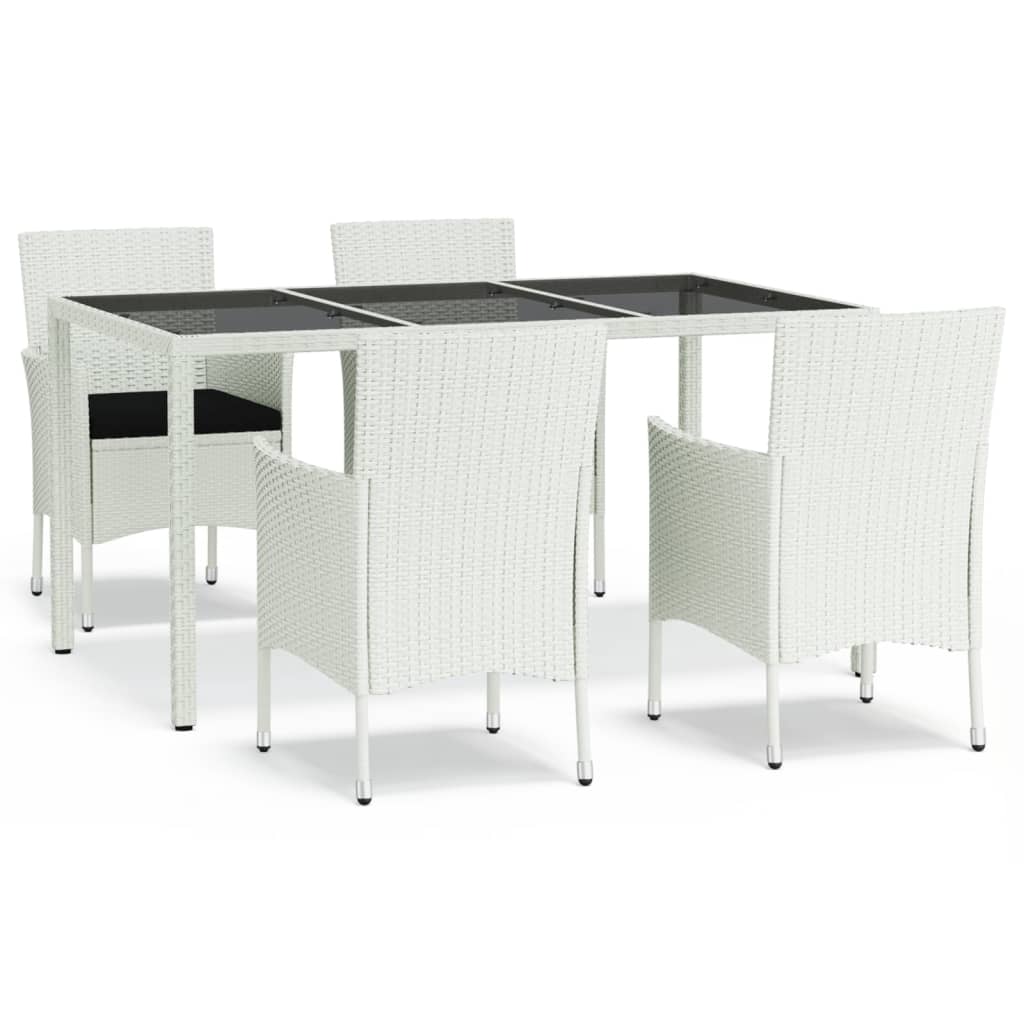 5-Delige Tuinset Met Kussens Poly Rattan Wit